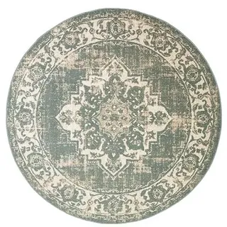 Vintage Teppich Rund - Spring Medaillon Grün Creme - Ø 120cm | Polypropylene - Machine woven - Medallion - Classic - Living room