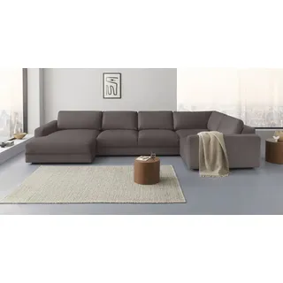 Home Affaire Wohnlandschaft HOME AFFAIRE "Bloomfield, Mega Polsterecke, Breite 390cm, viel Platz, U-Form", grau (taupe), B:390cm H:84cm T:209cm, 100% Polyester, Sofas, Wohnlandschaft, In verschiedenen Größen bestellbar