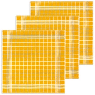 Kracht Geschirrtuch Trockenperle, (Set, 3-tlg., 3-teilig), 3er Pack Frottee Küchenhandtücher (3 Stück) ca.50x50cm 100% Baumwolle gelb