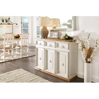 Sideboard Kommode MEXICO weiss / honig, Pinie massiv, Landhausstil