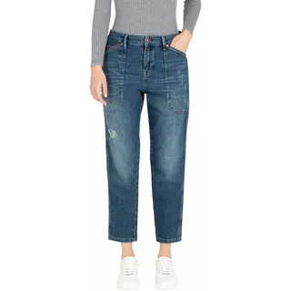MAC Baggy Jeans Iowa in Mittelblau mit Destroyed-Effekten-D34