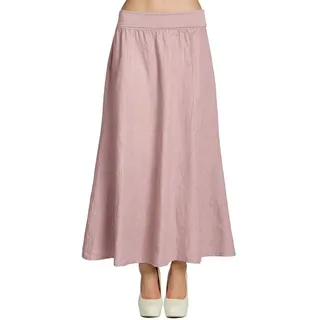 Caspar Faltenrock RO019 Damen langer Maxi Sommer Leinenrock mit figurfreundlichem Stretch Bund - Made in Italy rosa M - DE38 UK10 IT42 ES40 US8