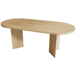 MODFU Esstisch MDF Eichefarben 200x90x75 cm, 18 mm Tischplatte, abgerundete Ecken, für 6-8 Personen