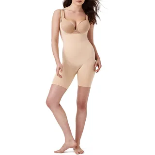 Spanx Damen Spanx Power Open-bust Mid-thigh Bodysuit Shapewear Ganzkörper-Body, Soft Nude, XL - XL