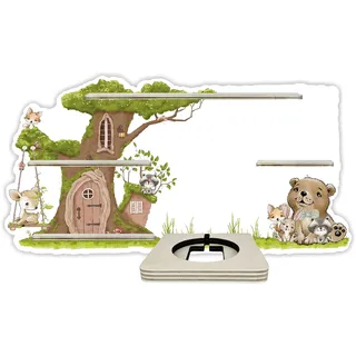 Farbklecks-Collection Tonie Regal Starter Set Traumgarten, 48 x 23 cm | Wandregal für bis zu 20 Hörfiguren, mit speziellem Ablagefach kompatibel mit Toniebox, handgefertigt in Deutschland