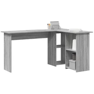 vidaXL Grauer Computer Schreibtisch Grau Sonoma MDF Mittel Stauraum