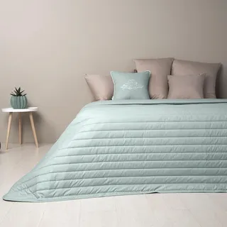 SEI Design Bettüberwurf Wende-Tagesdecke Living Trend mint/Taupe, gesteppt grau 220 cm x 240 cm