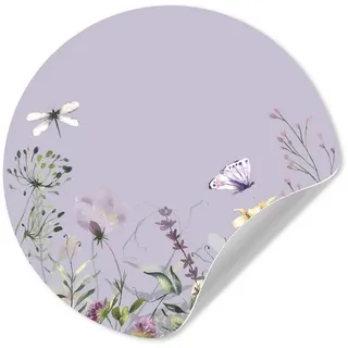 MuchoWow Wandsticker Blumen - Schmetterling - Flieder - Kinder - Mädchen - Kinderzimmer (1 St), Wandtattoo Selbstklebend, Wohnzimmer Deko Aufkleber, 30x30 cm, Kinder bunt 30 cm x 30 cm x 0.1 cm