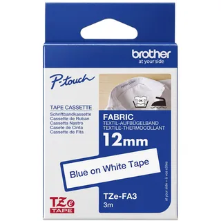 Brother TZe-FA3 1,2cm x 3m blau auf weiß