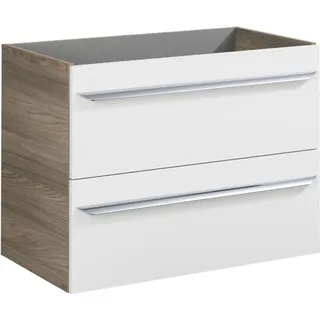 Fackelmann Waschtischunterschrank 2 Schubladen 79,4 x 60,3 x 45 cm Weiß Hochglanz