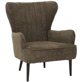 Mendler Lounge-Sessel HWC-K37 Chenille 75 x 80 x 75 cm grün-braun mit Kissen