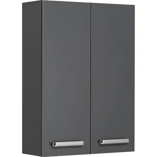 Saphir Hängeschrank SAPHIR "Quickset Wand-Badschrank 50 cm breit mit 2 Türen und 2 Einlegeböden", grau (anthrazit, anthrazit glanz), B:50cm H:70cm T:20cm, Holzwerkstoff, Schränke, Hängeschrank, Badezimmer-Hängeschrank inkl. Türdämpfer, Griffe in Chrom Glanz