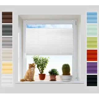 Plisart Plissee Ohne Bohren Klemmfix, Pearl Stoff, Sichtschutz | Weiß 40 x 200 cm - Jalousie mit Metall Klemmträger, Faltrollo & Sonnenschutz für Fenster, Lichtdurchlässig