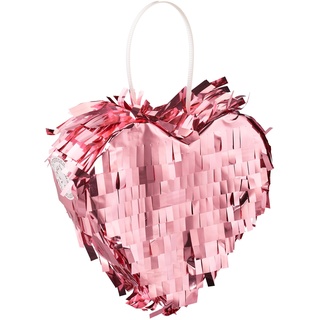 Relaxdays Mini Pinata Herz, befüllbare Piñata für Hochzeit, JGA, Partypinata, zum Aufhängen, HxBxT: 13x13,5x5,5 cm, rosa