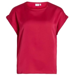 Vila T-Shirt Satin Blusen T-Shirt Kurzarm Basic Top Glänzend VIELLETTE 4599 in Rot-4 rot S (36)ARIZONAS