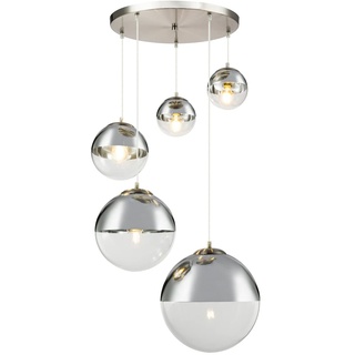 Globo Design Decken Pendel Leuchte Glas Kugel Strahler chrom Wohn Zimmer Hänge Lampe klar 15851-5, bunt, medium