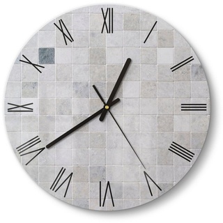 DEQORI Wanduhr 'Fliesenwand aus Keramik' (Glas Glasuhr modern Wand Uhr Design Küchenuhr) grau 30 cm x 30 cm