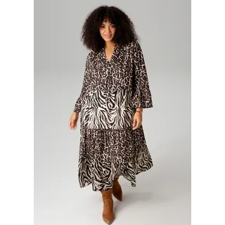 aniston plus Midikleid Animal-Zebra-Printmix Beige/Braun/Schwarz 42