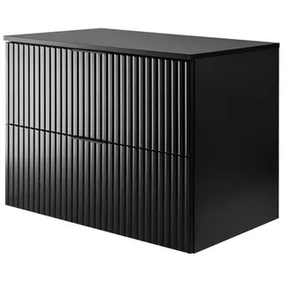 3XE Living Waschbeckunterschrank,, Schwarz, Schwarz, Holzwerkstoff, 2 Schubladen, 80x57x46 cm, Badezimmer, Badezimmerschränke, Waschbeckenunterschränke