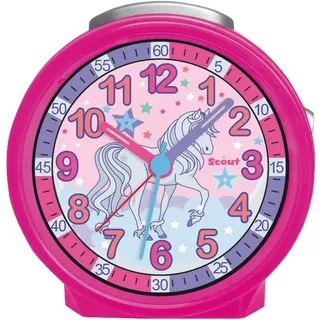 Scout Quarzwecker Pferdewecker, Friends, 280001046 Kinderwecker, Geschenkidee, Kinderzimmer,Schulanfang, Pferd,Lernwecker rosa