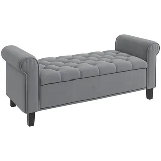 Homcom Polsterbank Samt Grau 126 x 48,5 x 57 cm