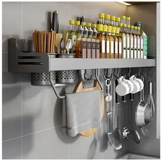 Hovoto Gewürzregal Gewürzregal Hängend Haken Wand Organizer grau 80cm
