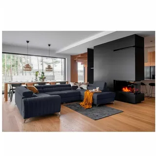 Myhomelando Wohnlandschaft Louis U-Form, Schlaffunktion, Bettkasten, 348 x 202 cm, Wohnlandschaft U Form mit Schlaffunktion und Bettkasten, Schlafsofa blau