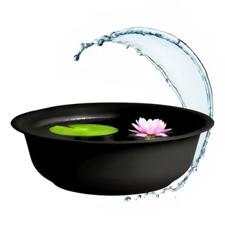 Spetebo Mini Gartenteich rund schwarz 52 cm Metall Blumenschale | Garten Deko, Zierteich, Miniteich, Balkonteich, Teichwanne