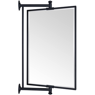TEHOME Pivot-N-View Badezimmerspiegel, ausziehbarer Wandspiegel, einziehbarer Spiegel mit Neigung für Schminktisch, schwarz, abgeschrägt, rechteckig, drehbar, für Eck-Schminktisch, 35.6x55.9 cm