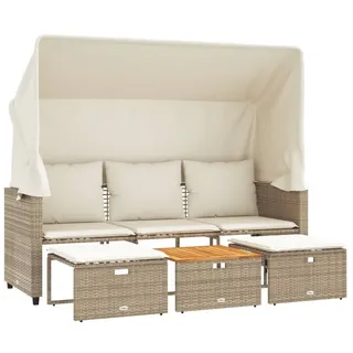 vidaXL Outdoor-Sofa 3-Sitzer Loungesofa beige