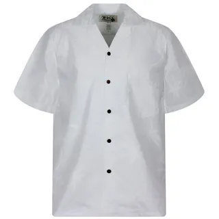 KY's Hawaiihemd "Palmshadow" Herren Kurzarm Baumwolle Kokosknöpfe Original Hawaii weiß 3XL