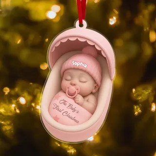 Personalisiertes Weihnachtsornament Babys Erstes Weihnachten 2025 - Mit Namen, Geburtsdatum - Geschenk für Jungen & Mädchen - Weihnachtsbaum-Deko mit 3D-Effekt