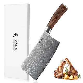 Wakoli EDIB Sakura Hackmesser 18 cm Braun Damastklinge Pakkaholzgriff