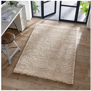 TaCa Home Langflor-Teppich Shaggy Teppich Langflor, rechteckig, Höhe: 35 mm, Wohnzimmer Esszimmer Schlafzimmer Kinderzimmer, Beige - 160 x 230 cm beige rechteckig | 160 cm x 230 cm x 35 mm