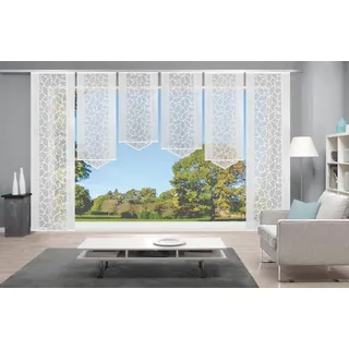 HOME WOHNIDEEN Schiebegardine JENNA (6 St), Klettband, halbtransparent, Schiebevorhang Jacquard Set weiß 57 cm x 225 cm