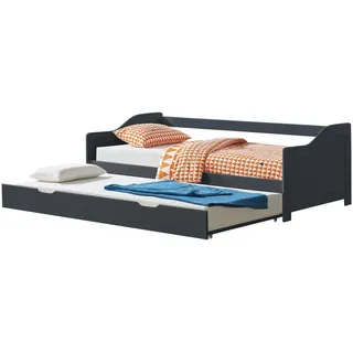 [en.casa] Sofabett Kongsberg 90x200 cm mit Lattenrost Dunkelgrau