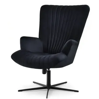 Compleo Sessel ESLO I Drehsessel Schaukelsessel Veloursstoff, bequem schwarz