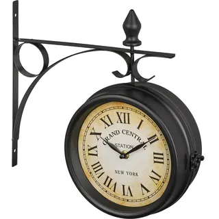 Relaxdays Bahnhofsuhr 34 cm 34 schwarz/beige