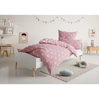 OTTO home Kinderbettwäsche CUDDLEE, Renforcé, 2 teilig, in vielen Designs: Dino,Einhorn,Weltraum,Baustelle,Herz,Trecker,Safari rosa