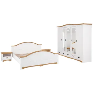 OTTO home Schlafzimmer-Set Konrad', komplettes Schlafzimmer mit großem Schrank, (Set, 4-tlg., Kleiderschrank 5 türig mit Schubladen, 2 Nachttische, Bett 180x200cm), mit 5-trg. Kleiderschrank, Bett 180/200 cm und 2 Nachttischen weiß