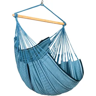 La Siesta Hängesessel Kingsize Cotton, Blau, Dunkelblau, Holz, Textil, Bambus, 110x180x115 cm, Gartenmöbel, Hängesessel