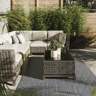 Interiyou Outdoor Teppich Wetterfest Lome - 160x230 cm Blau - Wasserfest für Balkon, Terrasse, Garten - Outdoorteppich passend auch für Wohnzimmer, Schlafzimmer und Küche - Aussenteppich