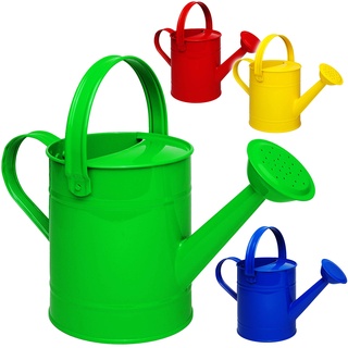 4 Stück kleine Gießkannen - Metall - bunter Farb-Mix - 1,5 Liter - für Kinder & Erwachsene - 23 cm - Blech Kindergießkanne - Henkel beweglich - Giesskanne G..