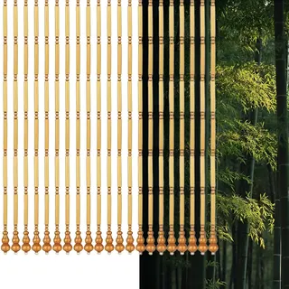 Eiauiuo Perlenvorhang Bambusvorhang Türvorhang Holz Fadenvorhang Raumteiler Dekovorhang Wohnzimmer Balkon Tür Fenster Gegen Fliegengitter Ohne Bohren(Beige,80x215cm(WxH))