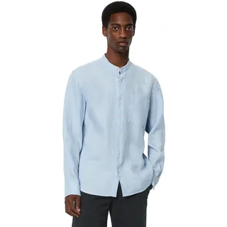 Langarmhemd MARC O'POLO "aus reinem Leinen" Gr. 3XL, Normalgrößen, blau (hellblau) Herren Hemden Langarm