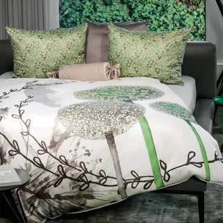 Hefel TencelTM Lyocell Bettwäsche Trend Paris Kissenbezug einzeln 80x80 cm - grün;grau