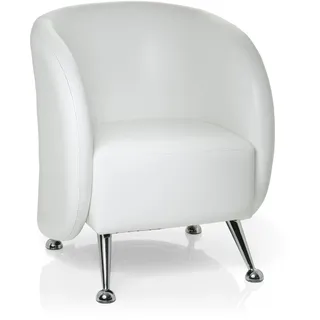 HJH Office Lounge-Sessel ST. LUCIA Kunstleder 73 x 71 x 84 cm Weiß mit Armlehnen