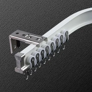Biegsame Decke Gebogene Vorhangschiene, Flexible Decken Vorhang Halterung, Gardinenstange Aus Aluminium, Schiene Mit Metall Vorhang Haken, In U-förmigen Fenstern (Color : White, Size : 2.5m)