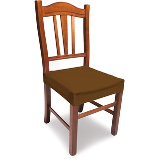 2-teiliges Set Stuhlhussen Magisch Farbe Braun Made in Italy aus elastischem Piqué Sitzfläche
