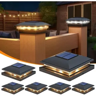 Solar-Pfostenkappen-Lichter, 6 Stück, 2 Modi, helle 4 x 4 Pfosten, Solarleuchten für den Außenbereich, wasserdicht, Garten, Terrasse, Zaun,